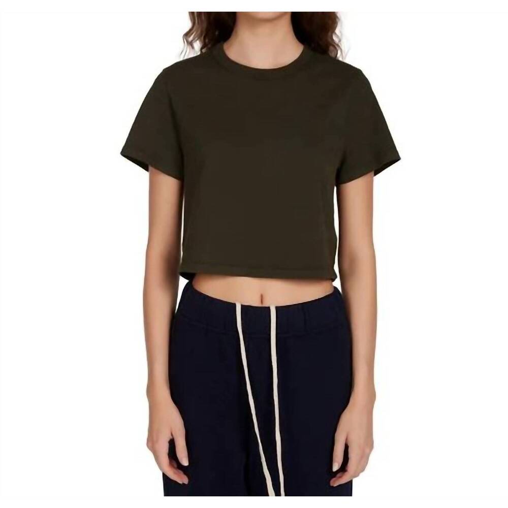 NEW LES TIEN daria crop jersey tee in vintage black